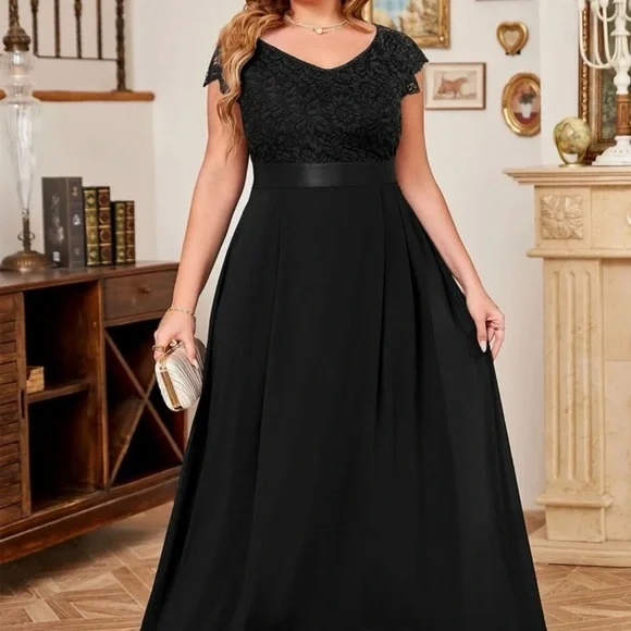 Miusol Dresses | Miusol Black Lace Cap Sleeve Gown | Color: Black | Size: 4x | Nychicky's Closet Miusol Dresses | Miusol Black Lace Cap Sleeve Gown | Color: Black | Size: 4x | Nychicky's Closet